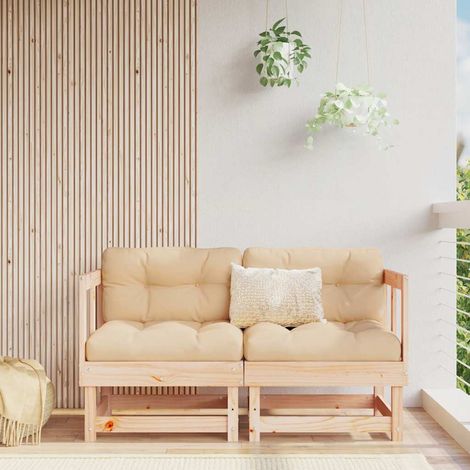 vidaXL Sofás esquineros con cojines 2 uds madera maciza de pino (1/5)