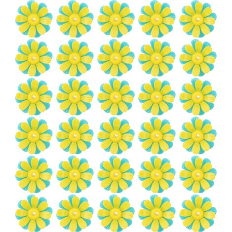 30 pièces mangeoires pour colibris fleurs de remplacement mangeoire à oiseaux aux couleurs vives pièces de ports d'alimentation faciles à nettoyer vert + jaune (avec noyau)