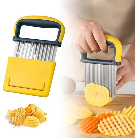 Couteau à légumes ondulé - Lame en Acier Inoxydable 18/10 avec Gaine de Protection - pour Frites, Fruits et légumes en Forme Originale (1/5)