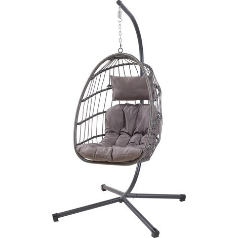 Silla colgante con soporte 196 x 110 x 95 cm gris 030009475