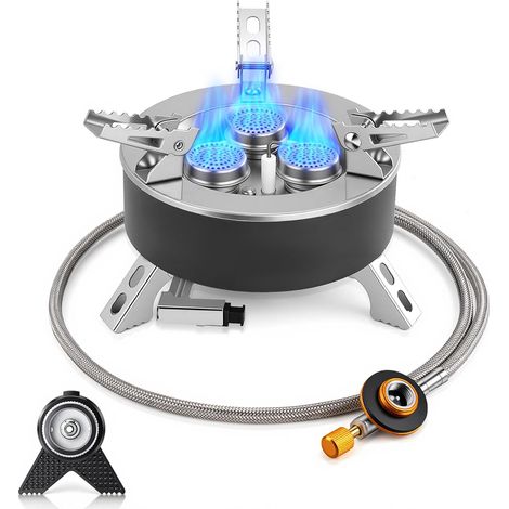 Réchaud Gaz Camping 4000W Allumage Piezo Adaptateur Cartouche  4000W puissant, allumage Piezo, adaptateur cartouche, pliable, compact, camping, randonnée, pêche (1/5)