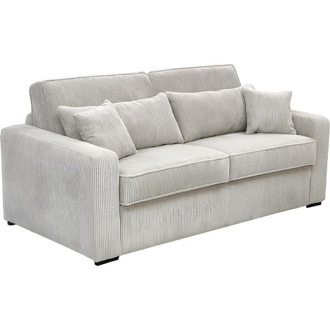 Divano letto 4 posti a ribalta Letto con doghe larghe 160cm Materasso 16cm in Velluto a coste Beige - MONDOVI