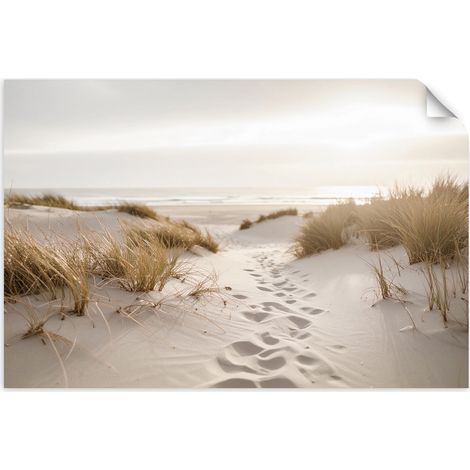 Selbstklebendes Poster – Wandsticker Strand Meer Pflanzen Dünen Natur 130x90 cm