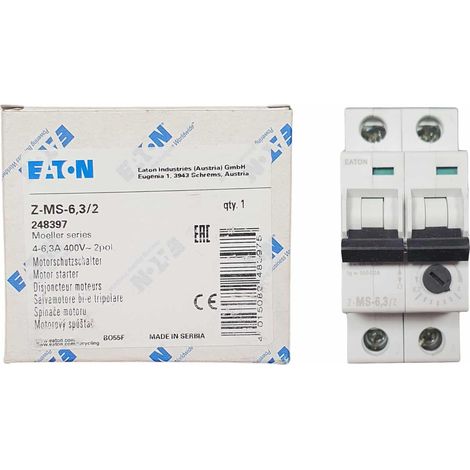 Eaton – Disjoncteur moteur monophasé 230V pour pompe piscine – Calibre 4-6,3A – Protection thermique et magnétique – Montage sur rail DIN (1/5)