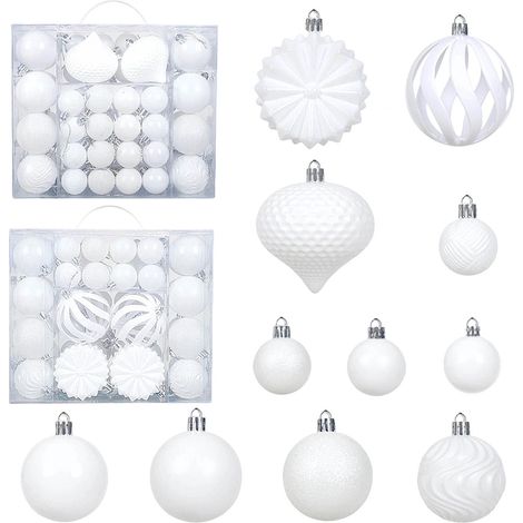Boules De Noël - 48 Pièces En Plastique PVC - Décorations Pour Arbre De Noël, Centre De Table, Rampe Et Guirlande - Lot Complet (1/5)