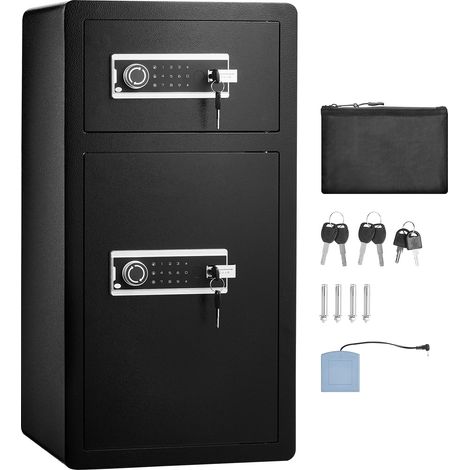 Mophorn-Tresor mit Doppeltüren, 5,5 Kubikfuß, Schwarz, mit Schlüsselschloss und Passwortsicherheit, LED-Licht, Schlüsselbrett, feuerfester Tasche, verstellbaren Trennwänden, Schrank für Wertsachen