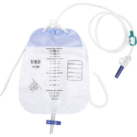 5 Pièces Sachets de Drainage Urinaire PVC Épais Anti-Reflux, Poches à Urine Jetables 1500ml