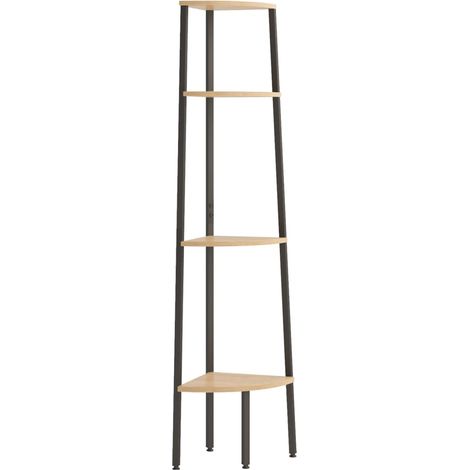 Étagère d'angle 4 niveaux Marron clair et noir 45,5x31,5x150 (1/5)