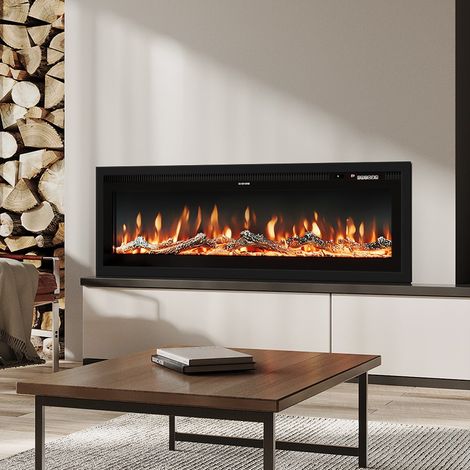 40 Inch Fireplaces LED Recessed Wall Mounted Freestanding Electric Fireplace with Remote Control (1/4)