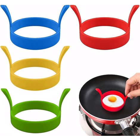4 Anneaux D'omelette En Silicone, Moule Omelette Antiadhsif De 3,15 Pouces Avec Poignes Pour Moules Crpes Rsistants Aux Hautes Tempratures Pour