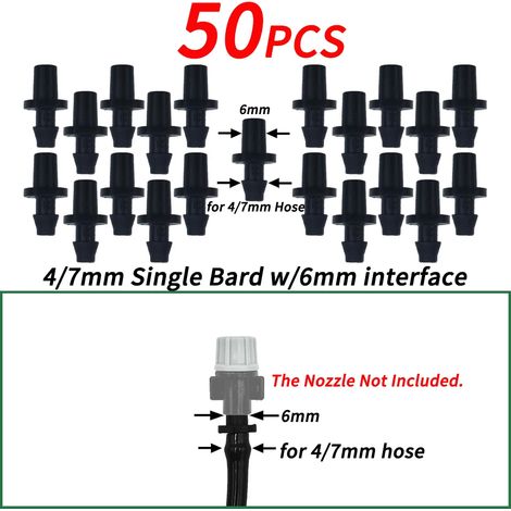 (H-6MM-50PCS) Supports de tige fixes à crochet en C de 6,35 mm (1/4") pour tuyau de 4/7 mm, pots de fleurs, système d'irrigation goutte à goutte, serres et serres. (1/4)