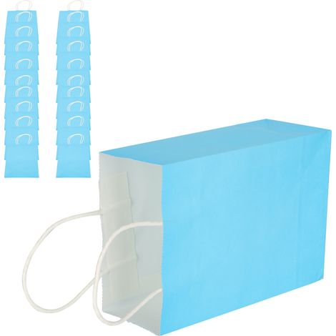 20 sacs en papier kraft réutilisables pour emballage cadeau, courses et anniversaire - 15x8x21 cm - Couleur bleu (1/5)