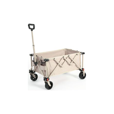 Folding Wagon Carts,Folding Wagon Cart with All Terrain Wheels,Heavy Duty Garden Carts with Adjustable Handle,Outdoor Utility Wagon for Camping Shopping Sports Fishing Beige