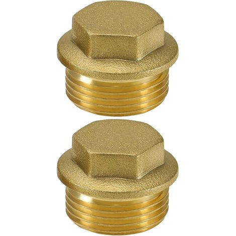 2pcs 3 / 4 pouces BSP mâle bouchon de masquage bout de tuyau 3 / 4 pouces laiton mâle bouchon de masquage pour la salle de bains de plomberie cuisine or (1/5)