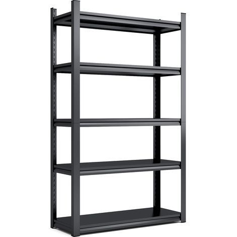 Estantería metálica de carga pesada de 5 niveles, 650 kg, regulable, negra, 198 x 120 x 45,7 cm (1/5)
