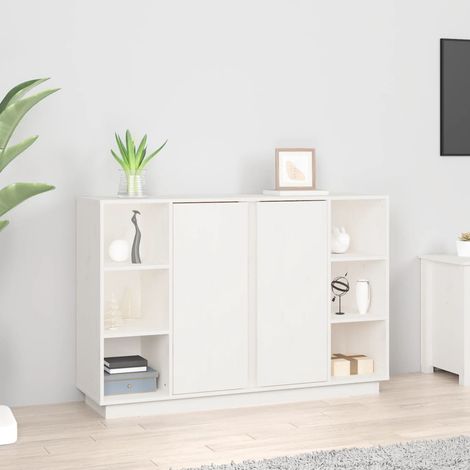 vidaXL Credenza Bianca 120x35x80 cm in Legno Massello di Pino
