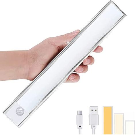 Lampe LED avec détecteur de mouvement pour armoire, rechargeable par USB, lampe LED pour meuble avec bandes magnétiques (40 cm) (1/3)