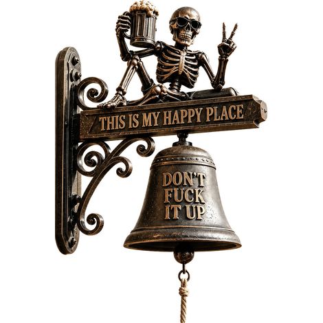 Sonnette de porte originale et amusante en forme de crâne buveur de bière - Décoration de porte sur le thème d'Halloween (1/5)