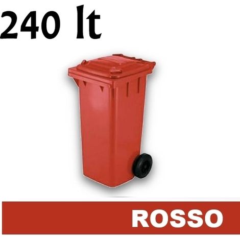 Cassonetto/Pattumiera/Contenitore/Bidone per raccolta rifiuti uso esterno 240lt Rosso