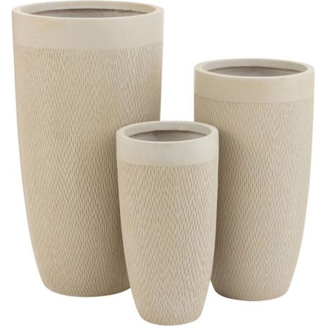 Lot de 3 Vases Ronds Design "Argile" 72cm Beige