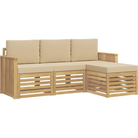 Ensemble de canapés d'extérieur 4 pc Blanc et Beige Polyester vidaXL (1/5)