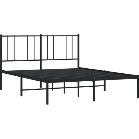 Estructura cama sin colchón con cabecero metal negro 140x190 cm vidaXL (1/6)