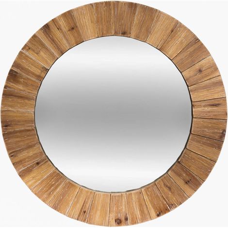 Atmosphera – Miroir mural en bois de sapin D 83 cm – Épaisseur 3,5 cm – Finition soignée – Design rustique pour intérieur élégant (1/6)