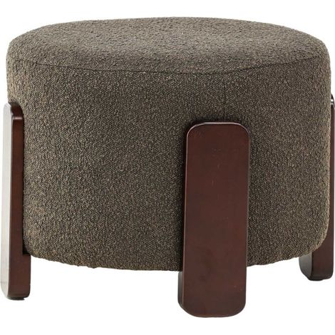 Pouf Design Tissu Bouclette "Coffey" 52cm Gris Foncé (1/5)