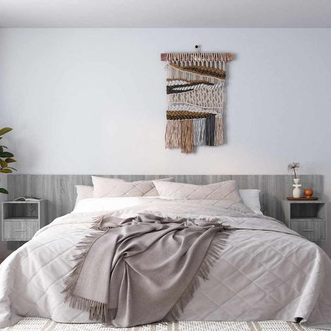 vidaXL Cabecero de cama y mesitas madera contrachapada gris Sonoma (1/5)