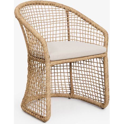 Pack de 2 sillas de comedor con reposabrazos en acero y ratán sintético Liparian SKLUM (1/5)