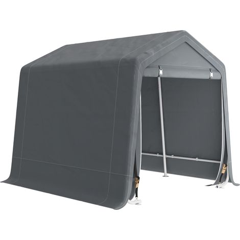 Carpa de Jardín para Bicicletas de Marco de métal 2 Portes de Cremallera imperméable Anti-UV 2,4x2x2 m gris Oscuro