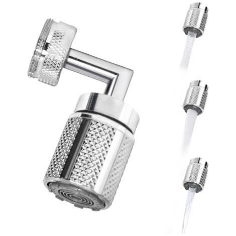 Embout Robinet Lavabo 720°, Economiseur d'eau pour robinet à 3 modes de pulvérisation, 2 adaptateurs pour robinets avec filetages de taille M22 M24 (1/4)