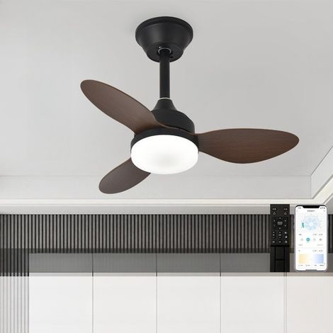 Plafonnier Ventilateur Brun 63 cm avec Lumière LED 3CCT, Télécommande 6 Vitesses, Ventilateur de Plafond Moderne pour Petite Pièce