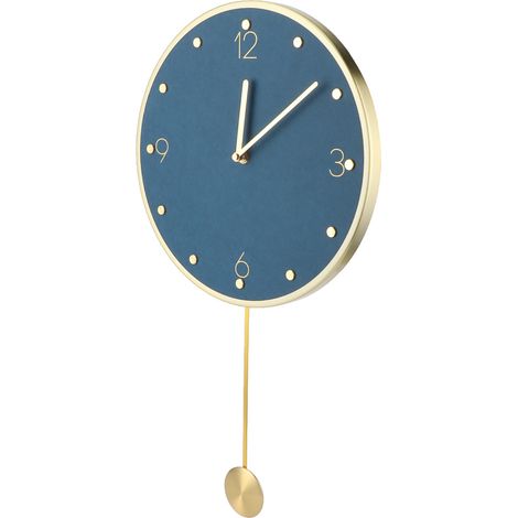 Schlichte, moderne Pendel-Wanduhr für Zuhause und Büro (Blau) (1/5)