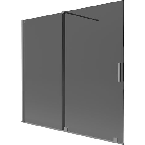 Mexen Velar mampara de ducha de 2 paneles deslizantes 170 x 150 cm, grafito, metal oxidado - 896-170-000-41-95 (1/2)