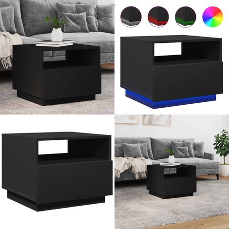 Couchtisch mit LED-Leuchten Schwarz 50x49x40 cm - Couchtisch - Wohnzimmerstil - Moderner Couchtisch - Holzwerkstoff - LED Beleuchtung - Home & Living (1/5)