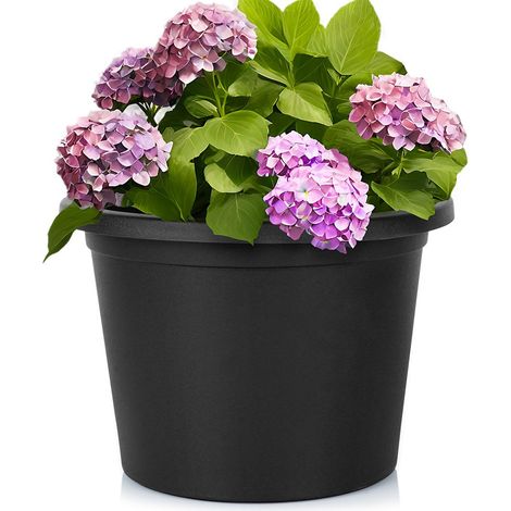 Kunststoff-Gartentopf, schwarz, rund, 34 cm (1/5)