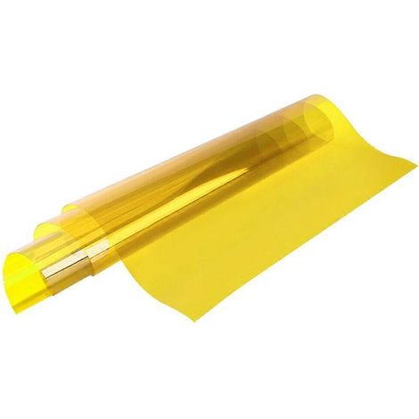 Film adhésif décoratif transparent pour vitres, teinté solaire, anti-UV, en PET, couleur jaune, 60 x 100 cm (1/5)