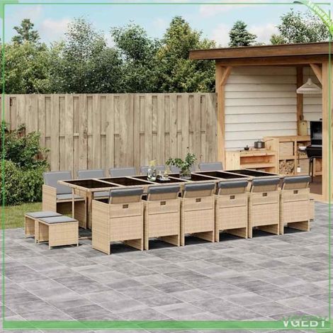 Ensemble à manger de jardin - 3210648 - 12 places - Résine tressée anti-UV - Coussins amovibles (1/5)