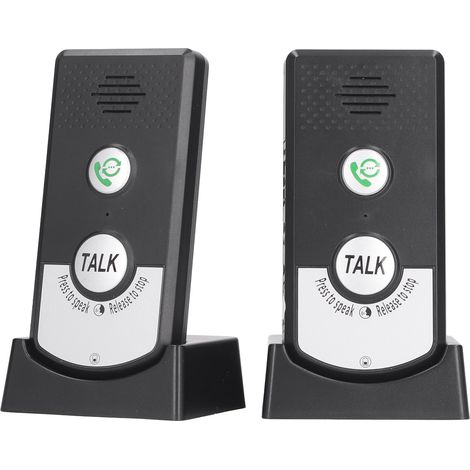 Interphone vocal sans fil intelligent à double sens pour la maison, idéal pour les personnes âgées, les aidants et les personnes handicapées (noir).