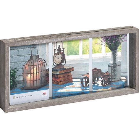 Cadre Photo Gris 3X 10x15 cm Cadre galerie Rustic SL315D (1/4)