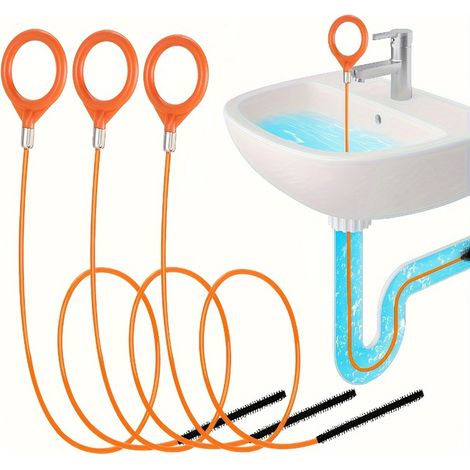 Outil de nettoyage de canalisations multifonctionnel en 3 pièces, outil de débouchage de canalisations de salle de bain (1/5)