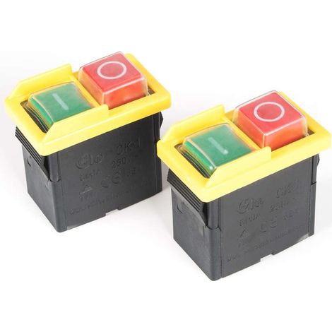 Passend für 2 Stück CK1 KJD6 6A 250V wasserdichte und staubdichte Magnet-Drucktaster, Not-Aus-Schalter für Schleifmaschinen