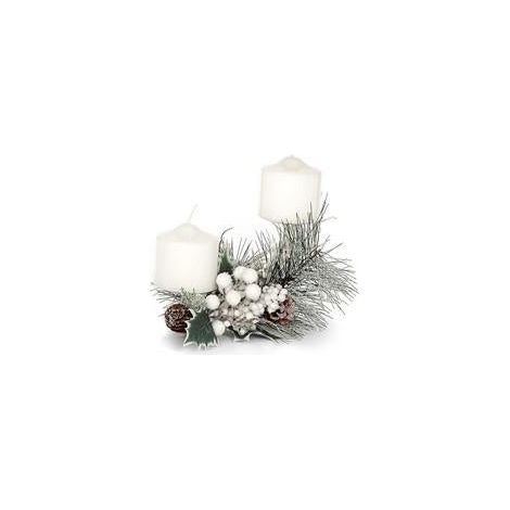 Porta candele 2 posti (2 candele bianche incluse) (kit da 3)