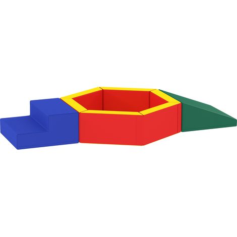 Parcours de motricité pour bébé en mousse EPE avec piscine à balles, module de motricité pour bébé avec revêtement en PU, multicolore