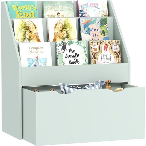 Bookcase for Kids with Shelves, Drawer, Bookcase for Bedroom, Playroom, Green (1/5)