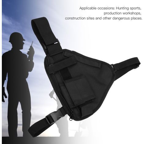 Sacoche de poitrine ajustable pour talkie-walkie, 26x17 cm, poche portable avec sangle, noir