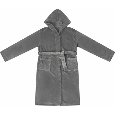 Peignoir avec capuche Gris foncé m Flanelle