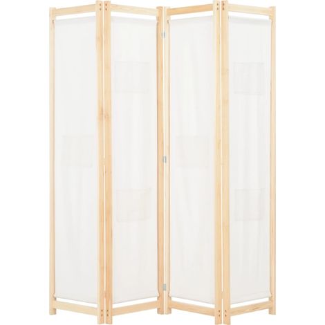 Biombo separador de ambientes mueble decorativo 4 paneles crema 160x4 cm tela 0802081 (1/5)