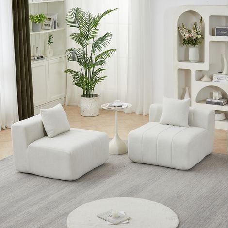 Sofá modular, diseño tipo teclas de piano, sin montaje, chenilla beige (1/5)